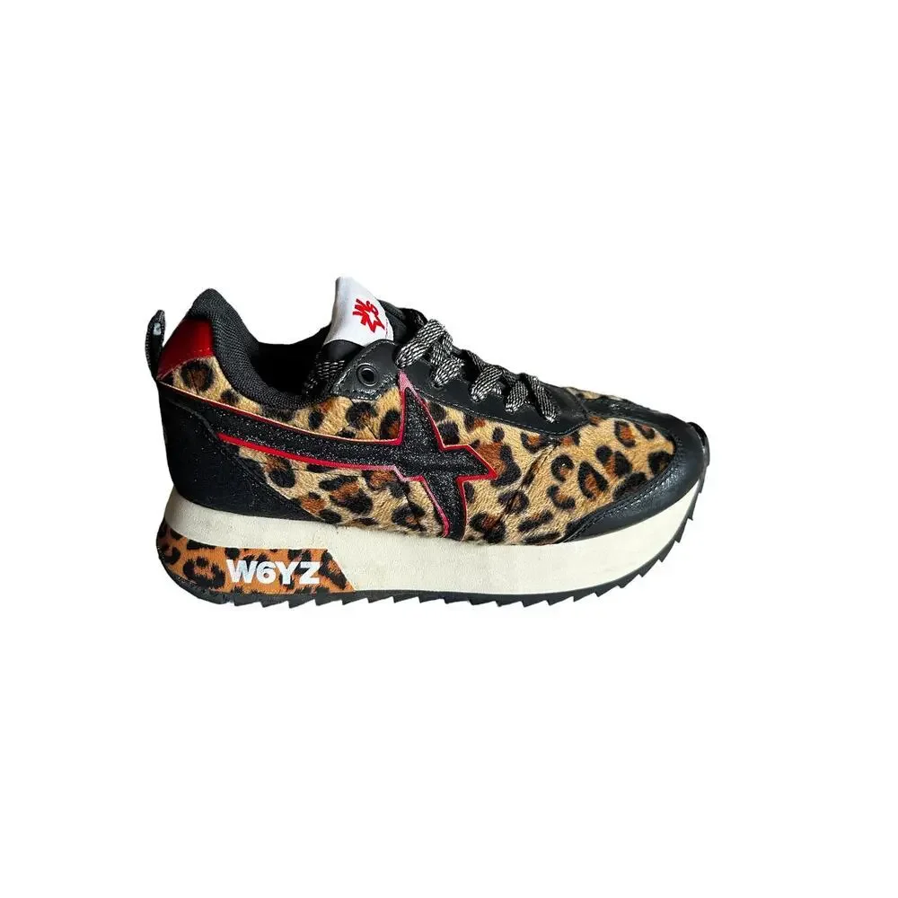 W6YZ Just Say Wizz Leopard Print Platform Running/Leisure Sneakers - RARE DESIGN